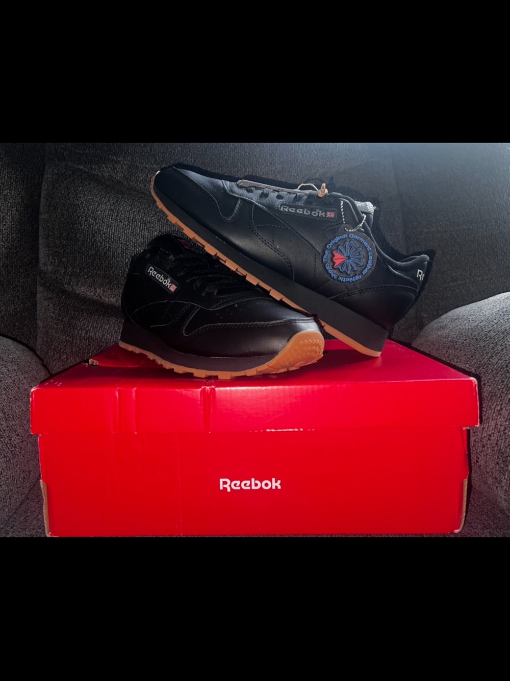 Reebok Classic, Black leather with Gum bottoms BRAND NEW in the original box